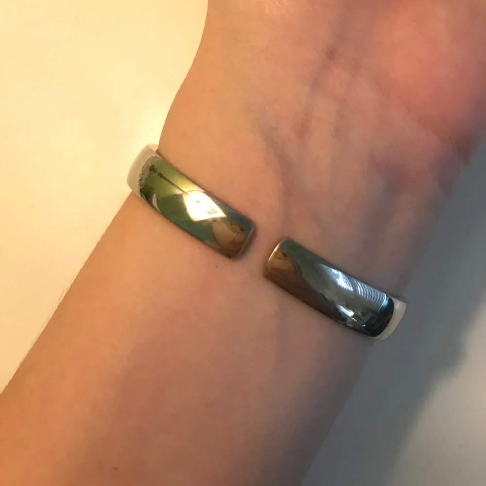 Persona Silver Cuff Watch White Face Black Numbers Jewelry Style